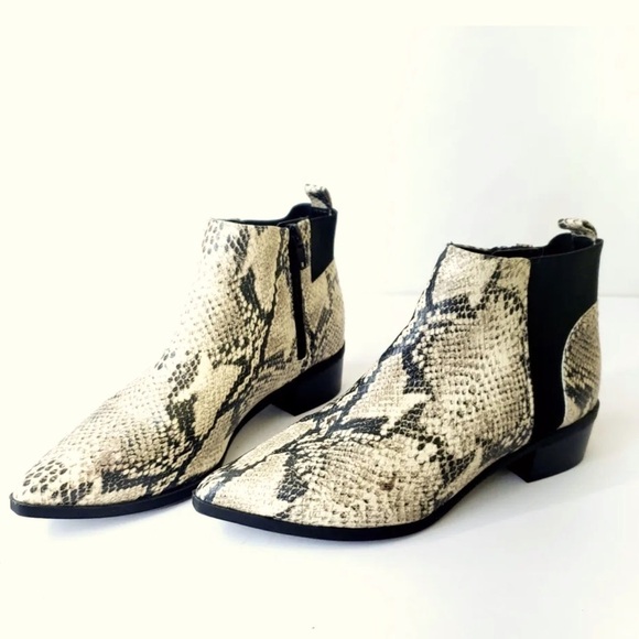 Parker Sky Womens Snakeskin  Zip Pointed Toe Block Ankle Bootie size 7.5 - Picture 1 of 11